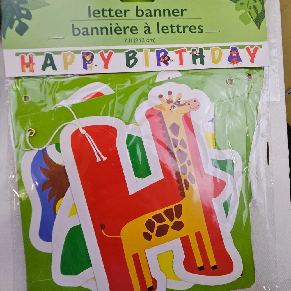 21pc Safari Jungle Letter Banner Lot Lets Get Wild Happy Birthday 7ft Greenbrier